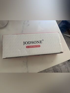 JodsonE X-Coat Nail Tips — White Box with Pink Accent